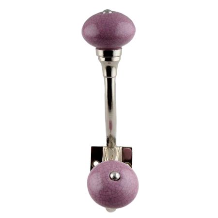 Light Purple Crackle Ceramic Silver Iron Hook